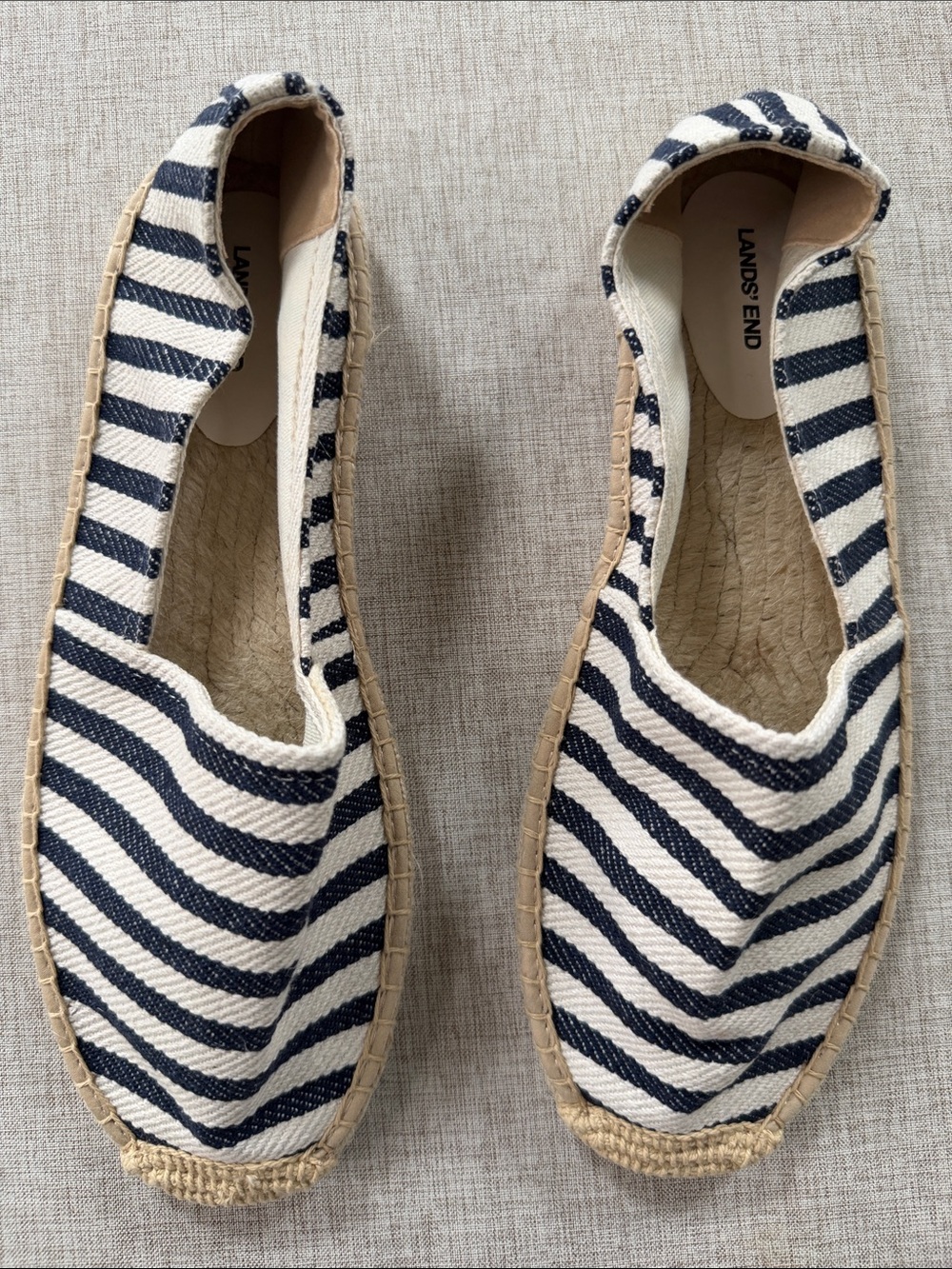 Land’s End Espadrille Women’s 11 Flat Breton Navy Stripe classic preppy NEW - Picture 2 of 9